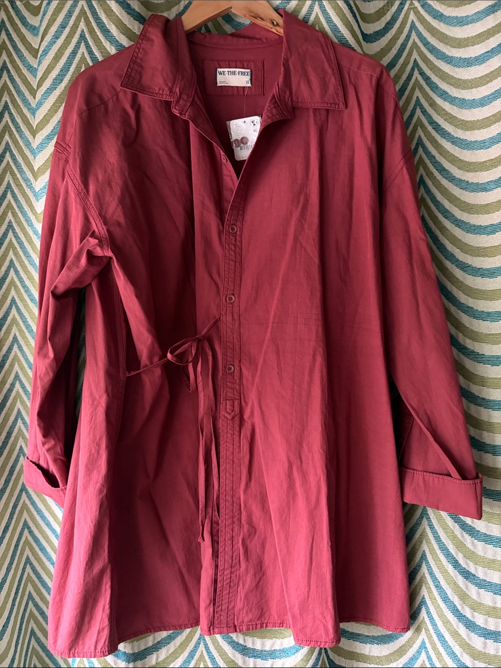 We The Free Button-Front Tunic Cotton Shirt XL